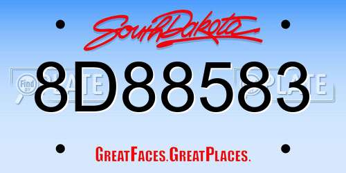 8D88583 South Dakota License Plate
