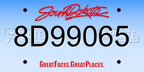 8D99065 South Dakota License Plate