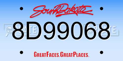 8D99068 South Dakota License Plate