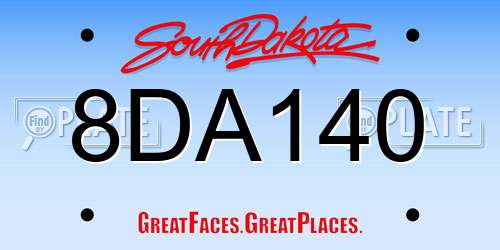 8DA140 South Dakota License Plate