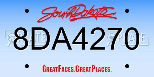 8DA4270 South Dakota License Plate