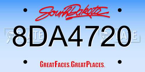 8DA4720 South Dakota License Plate