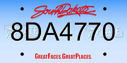 8DA4770 South Dakota License Plate