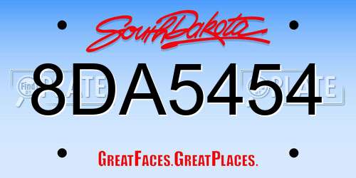 8DA5454 South Dakota License Plate