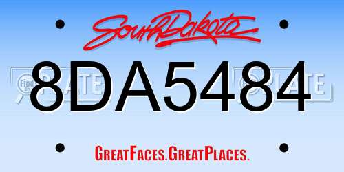 8DA5484 South Dakota License Plate