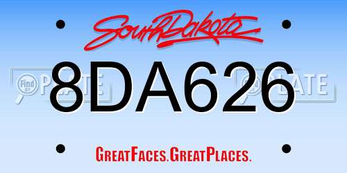 8DA626 South Dakota License Plate