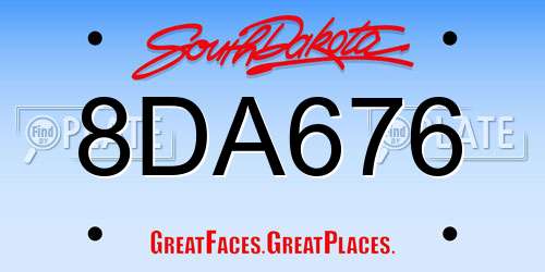 8DA676 South Dakota License Plate