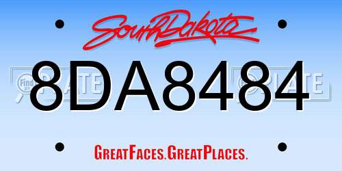 8DA8484 South Dakota License Plate