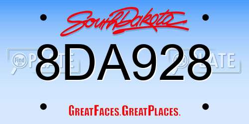 8DA928 South Dakota License Plate