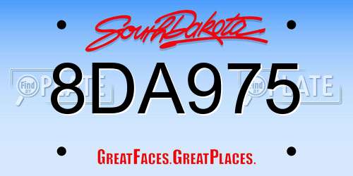 8DA975 South Dakota License Plate