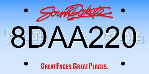 8DAA220 South Dakota License Plate