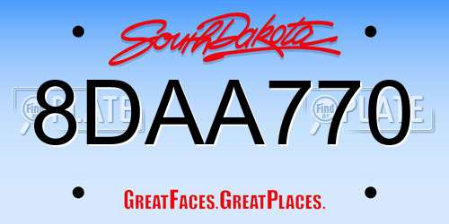 8DAA770 South Dakota License Plate