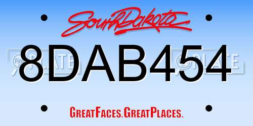 8DAB454 South Dakota License Plate
