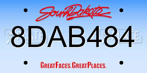 8DAB484 South Dakota License Plate