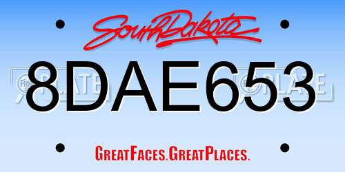 8DAE653 South Dakota License Plate