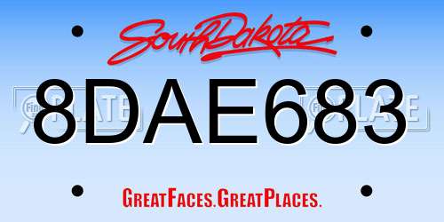 8DAE683 South Dakota License Plate