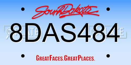8DAS484 South Dakota License Plate