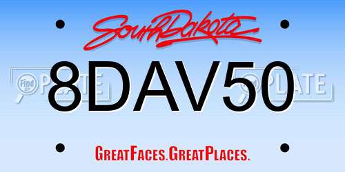 8DAV50 South Dakota License Plate