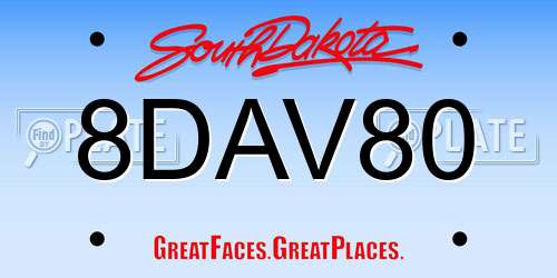 8DAV80 South Dakota License Plate