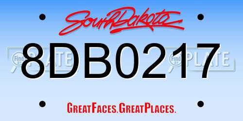 8DB0217 South Dakota License Plate