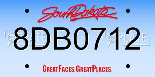 8DB0712 South Dakota License Plate