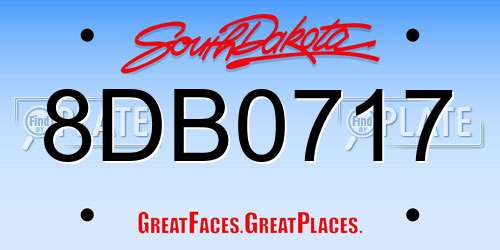 8DB0717 South Dakota License Plate