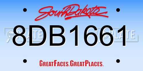 8DB1661 South Dakota License Plate