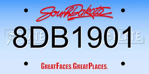 8DB1901 South Dakota License Plate
