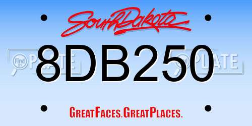 8DB250 South Dakota License Plate