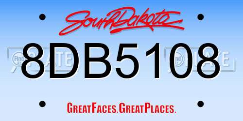8DB5108 South Dakota License Plate