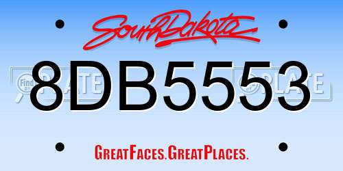 8DB5553 South Dakota License Plate