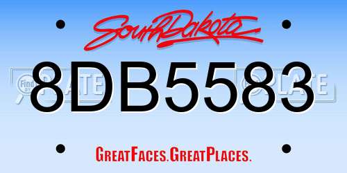 8DB5583 South Dakota License Plate