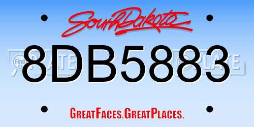 8DB5883 South Dakota License Plate