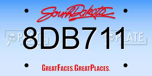 8DB711 South Dakota License Plate