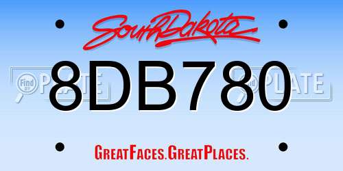 8DB780 South Dakota License Plate