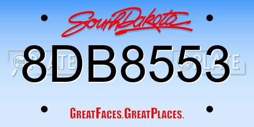 8DB8553 South Dakota License Plate