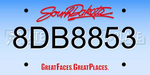 8DB8853 South Dakota License Plate
