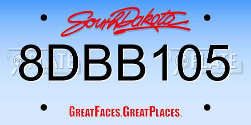 8DBB105 South Dakota License Plate