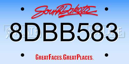 8DBB583 South Dakota License Plate