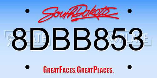 8DBB853 South Dakota License Plate