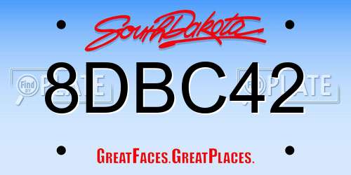 8DBC42 South Dakota License Plate
