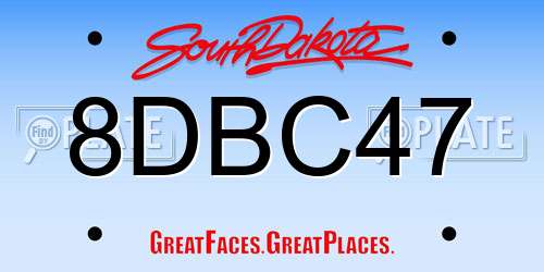 8DBC47 South Dakota License Plate