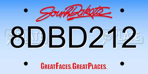 8DBD212 South Dakota License Plate