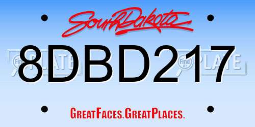 8DBD217 South Dakota License Plate