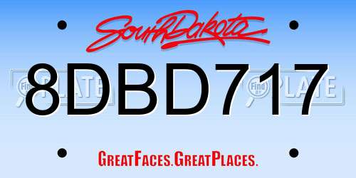 8DBD717 South Dakota License Plate