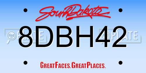 8DBH42 South Dakota License Plate