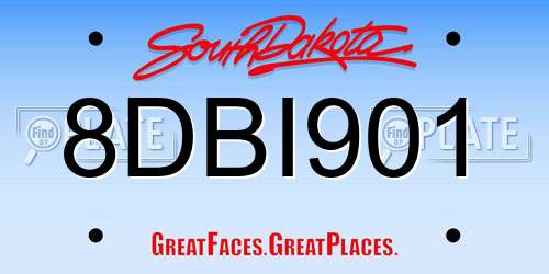 8DBI901 South Dakota License Plate