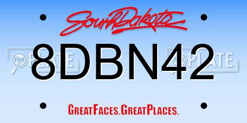 8DBN42 South Dakota License Plate
