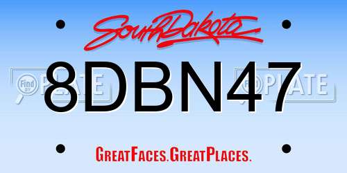 8DBN47 South Dakota License Plate