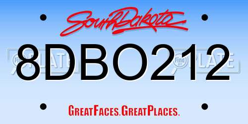 8DBO212 South Dakota License Plate